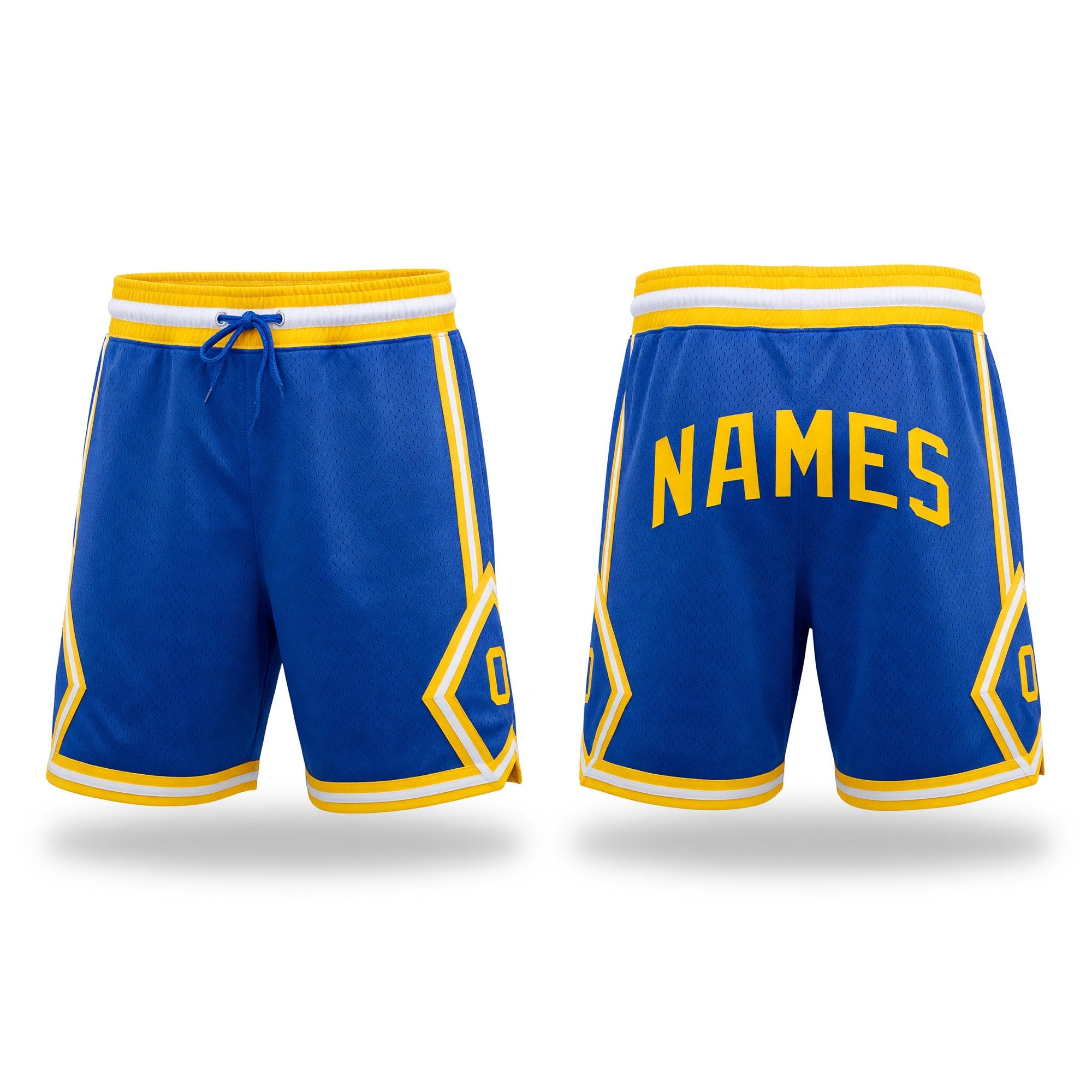 Custom Blue Gold-White Authentic Throwback Basketball Shorts