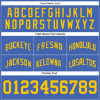 Custom Blue Gold-White Authentic Throwback Basketball Shorts photo 2
