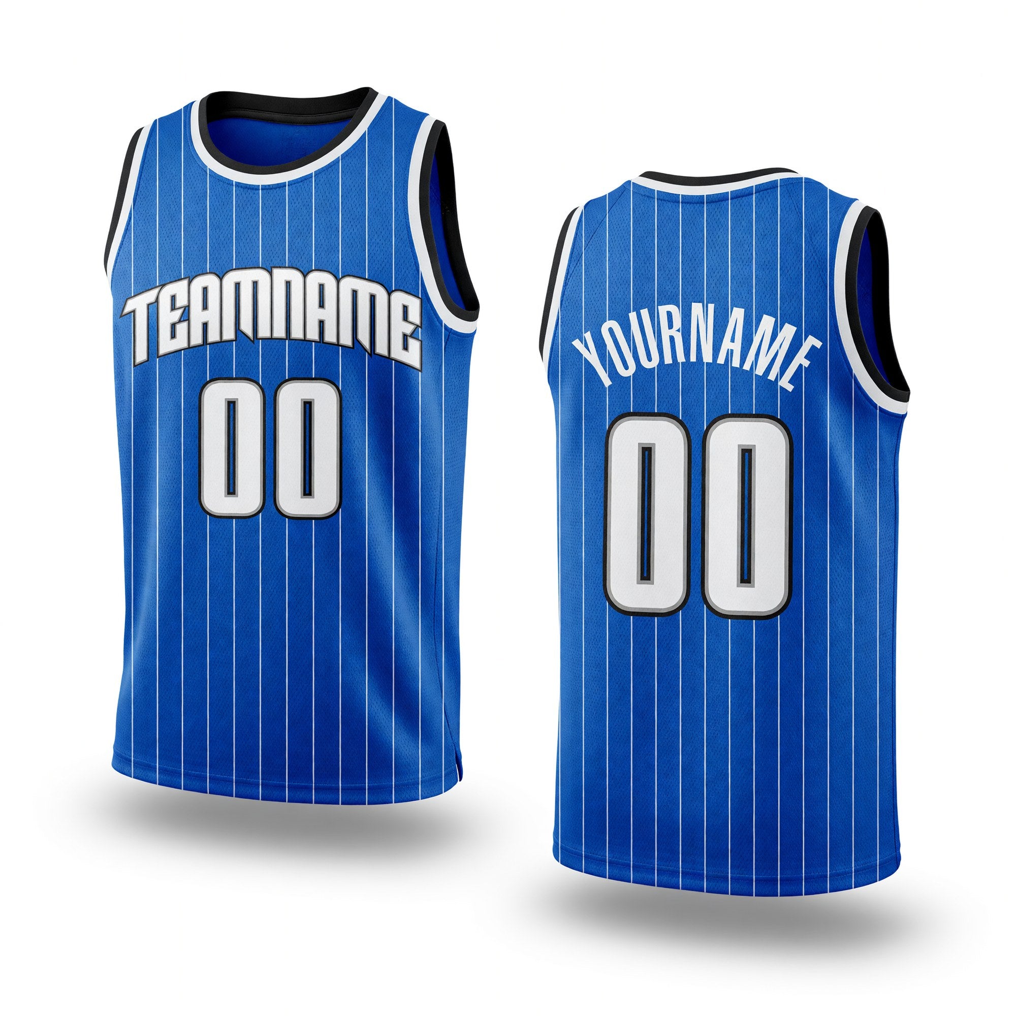 Custom Blue White Pinstripe White-Black Authentic Basketball Jersey