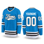 Custom Blue White-Black Hockey Jersey
