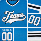 Custom Blue White-Black Hockey Jersey detail