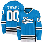 Custom Blue White-Black Hockey Jersey photo 1