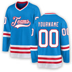 Custom Blue White-Red Hockey Jersey