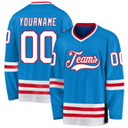 Custom Blue White-Red Hockey Jersey photo 1