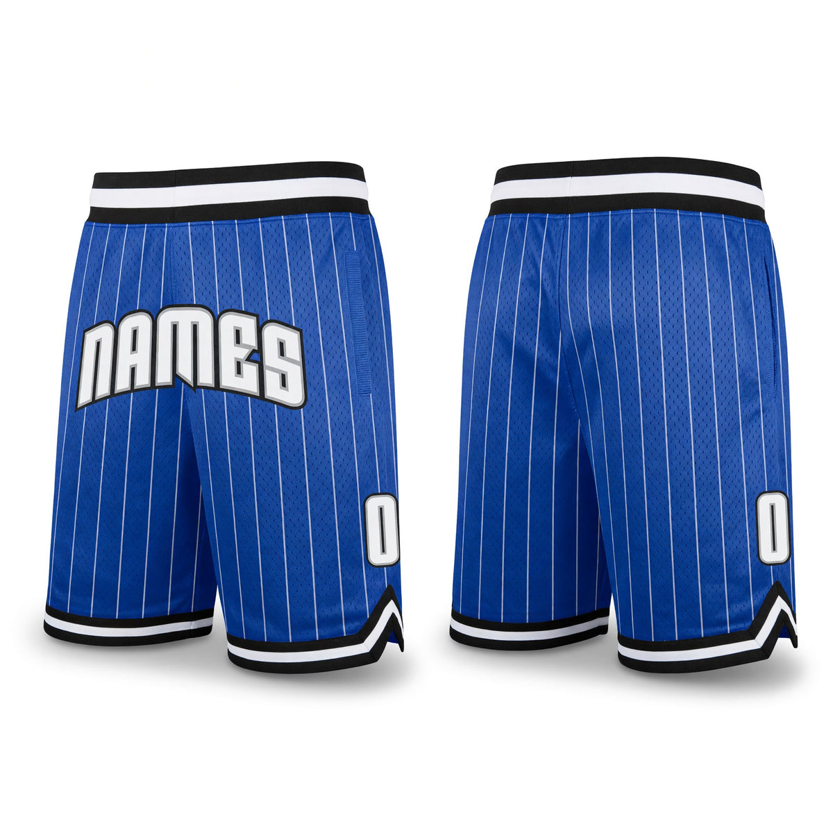 Custom Blue White Pinstripe White-Gray Authentic Basketball Shorts