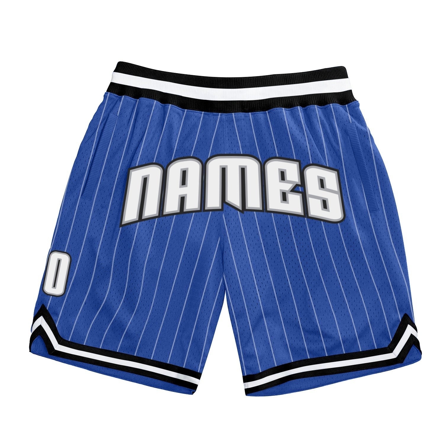 Custom Blue White Pinstripe White-Gray Authentic Basketball Shorts photo 1