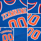 Custom Blue Orange-White Authentic Throwback Basketball Jersey detail