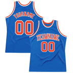 Custom Blue Orange-White Authentic Throwback Basketball Jersey photo 1