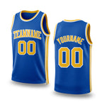 Custom Blue Gold-White Authentic Throwback Basketball Jersey