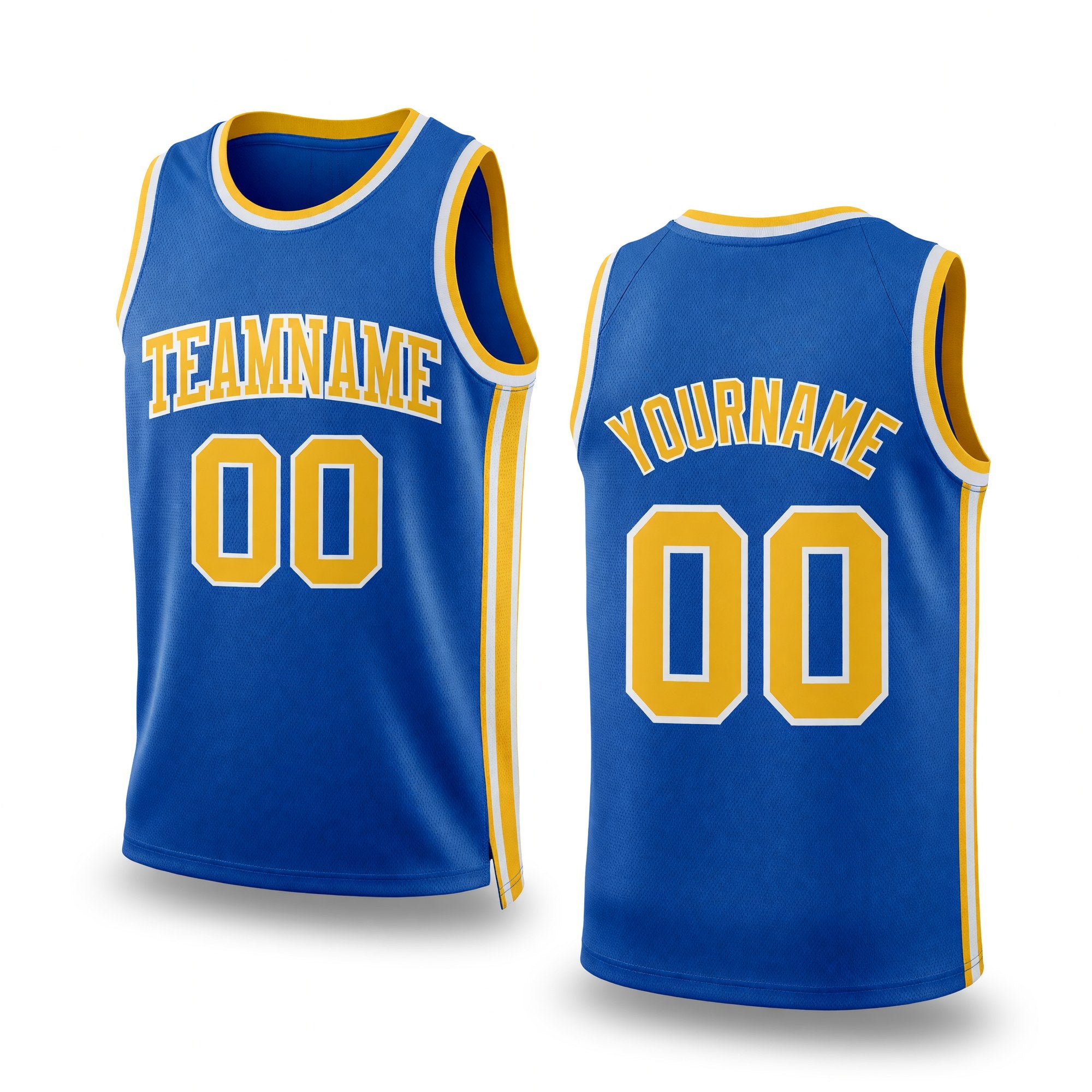 Custom Blue Gold-White Authentic Throwback Basketball Jersey