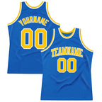 Custom Blue Gold-White Authentic Throwback Basketball Jersey photo 1