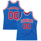 Custom Blue Red-White Authentic Throwback Basketball Jersey photo 1