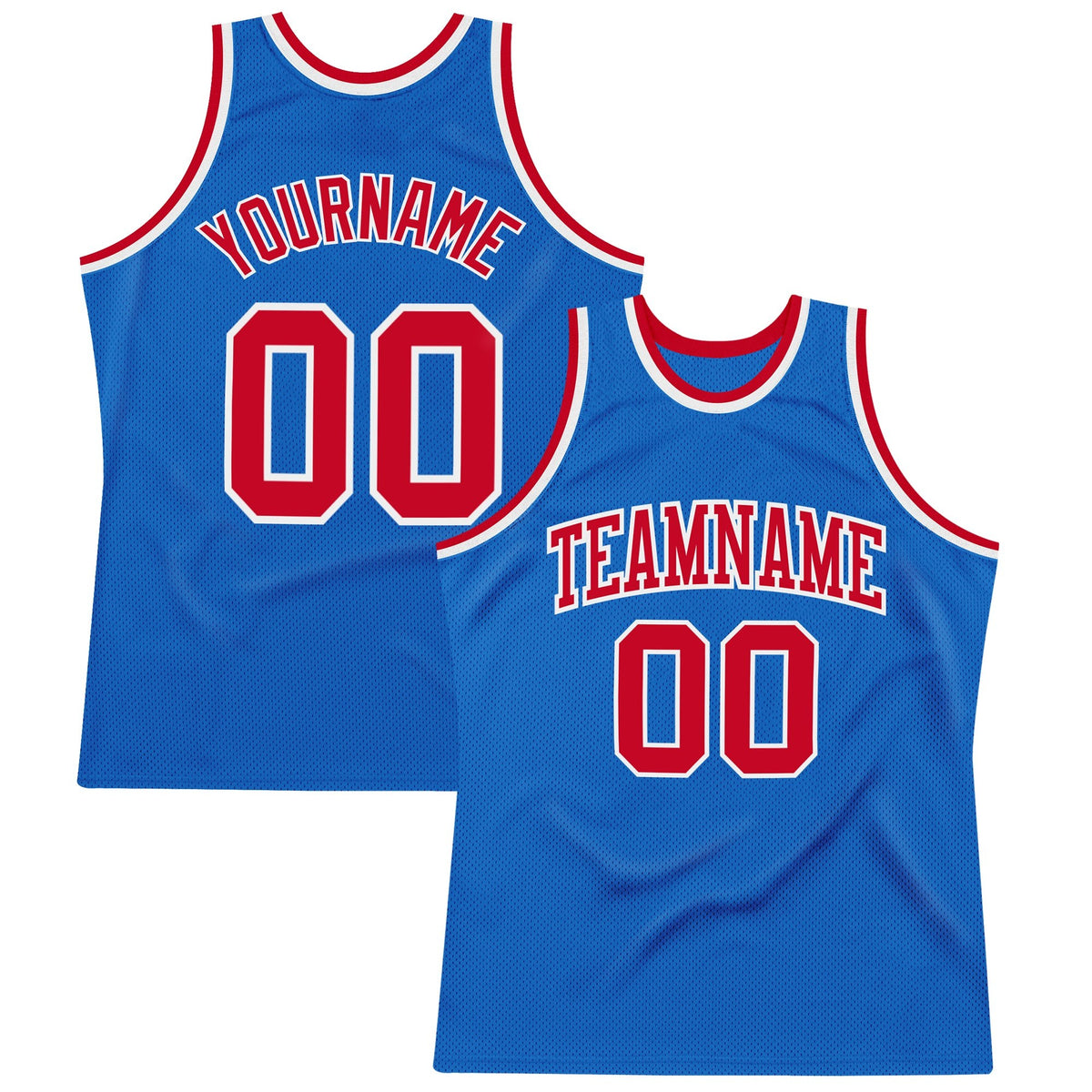 Custom Blue Red-White Authentic Throwback Basketball Jersey photo 1
