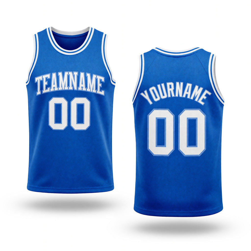 Custom Blue White-Light Blue Authentic Throwback Basketball Jersey