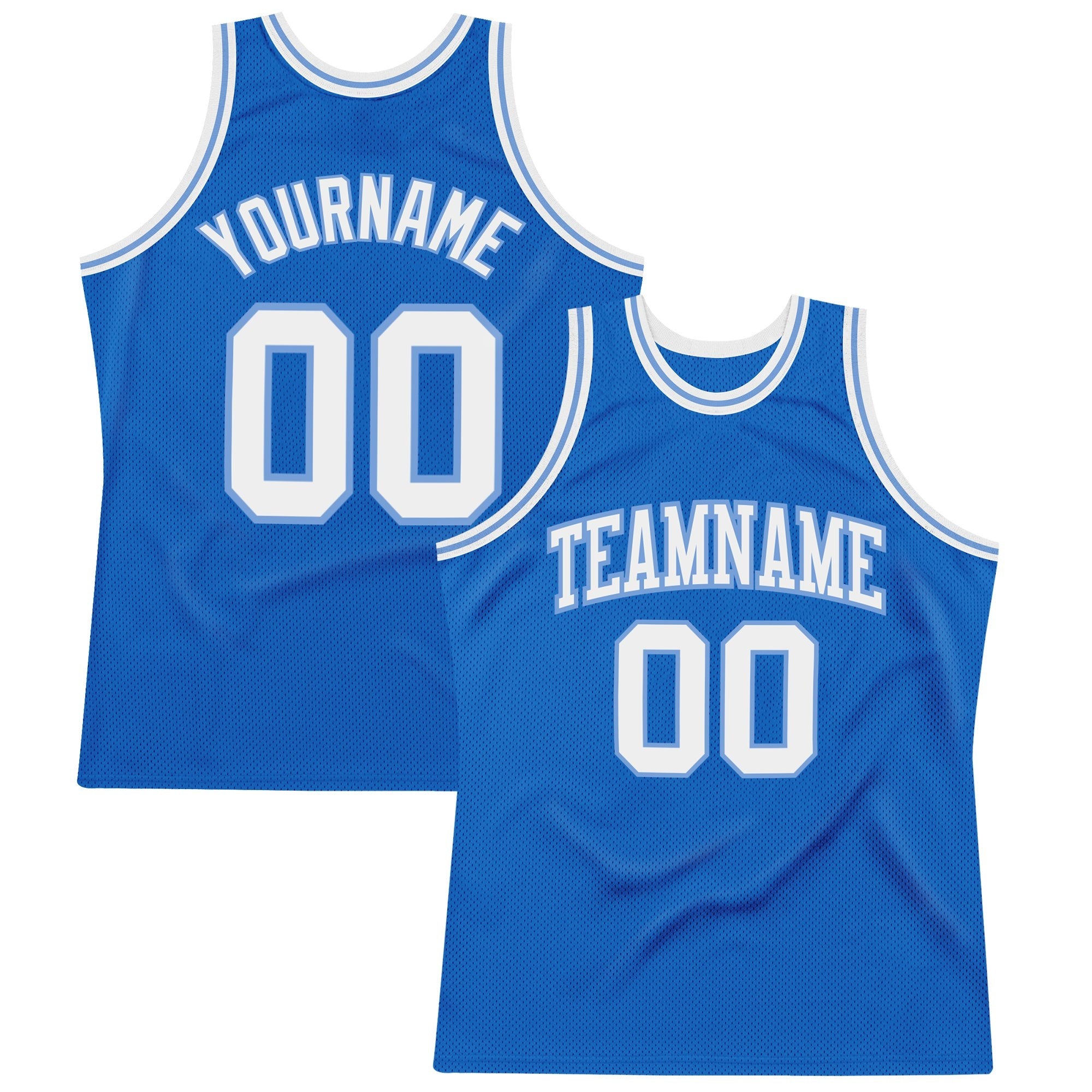 Custom Blue White-Light Blue Authentic Throwback Basketball Jersey photo 1