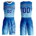 Custom Blue Royal-Light Blue Round Neck Sublimation Basketball Uniform Jersey