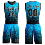 Custom Blue Black-White Round Neck Sublimation Basketball Uniform Jersey
