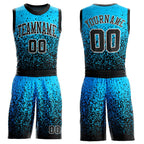 Custom Blue Black-White Round Neck Sublimation Basketball Uniform Jersey photo 1