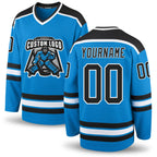 Custom Blue Black-White Hockey Jersey