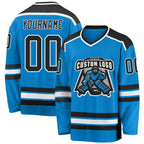 Custom Blue Black-White Hockey Jersey photo 1