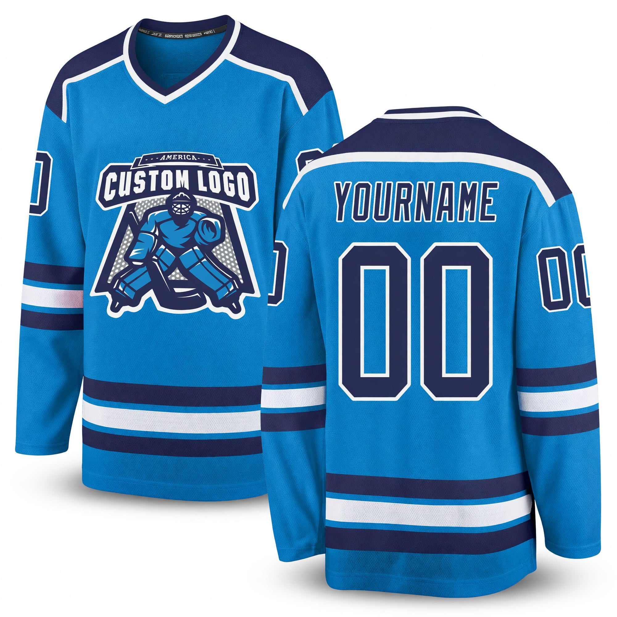 Custom Blue Navy-White Hockey Jersey