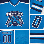 Custom Blue Navy-White Hockey Jersey detail