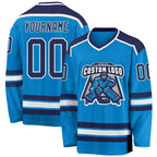 Custom Blue Navy-White Hockey Jersey photo 1
