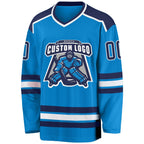 Custom Blue Navy-White Hockey Jersey photo 2