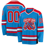 Custom Blue Red-White Hockey Jersey photo 1