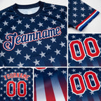 Custom Blue Red-White 3D American Flag Fashion Performance T-Shirt detail
