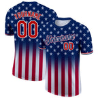 Custom Blue Red-White 3D American Flag Fashion Performance T-Shirt photo 1