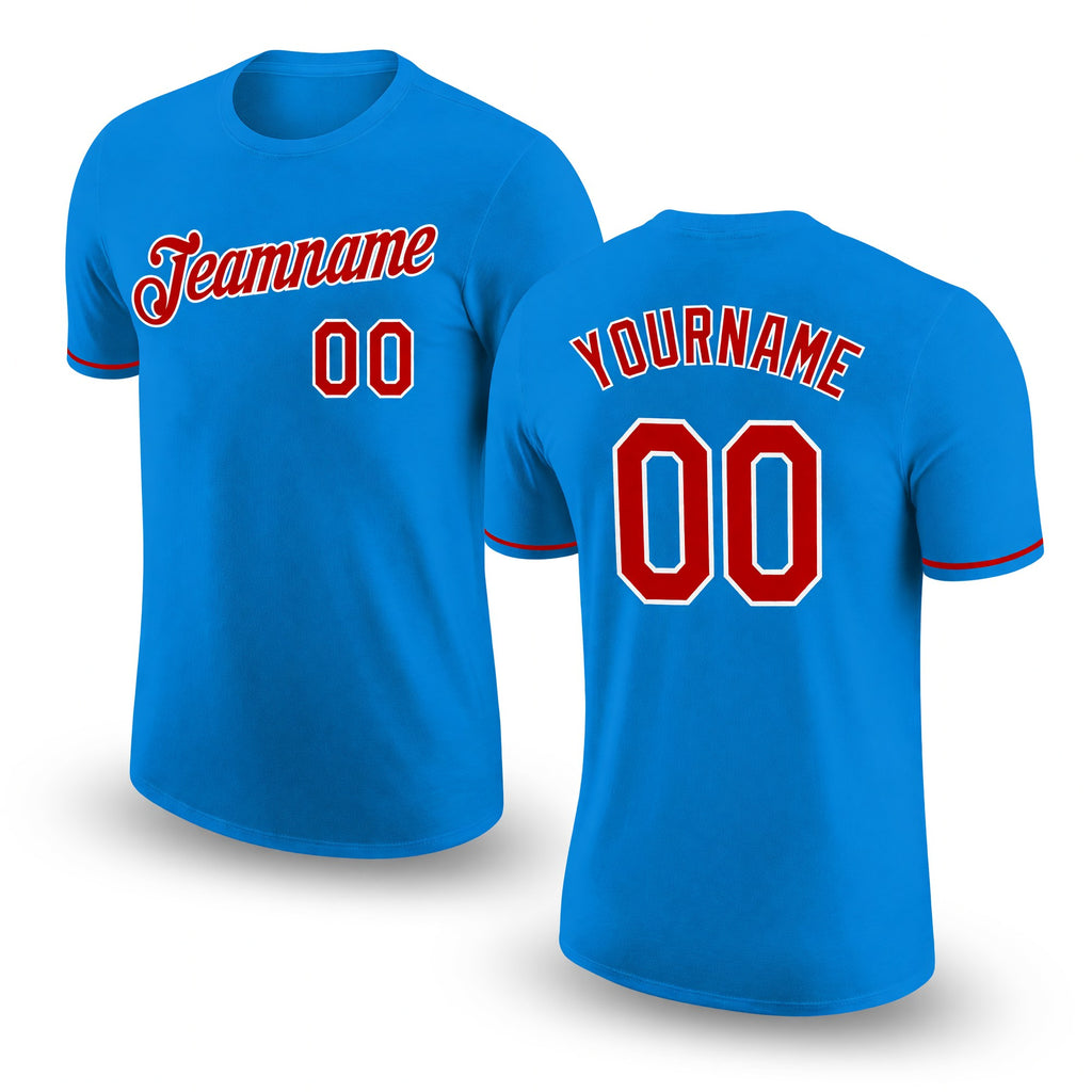 Custom Blue Red-White Performance T-Shirt