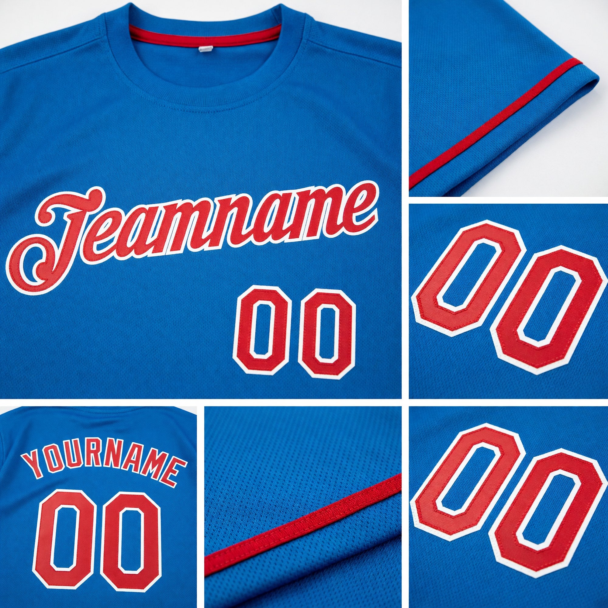 Custom Blue Red-White Performance T-Shirt detail