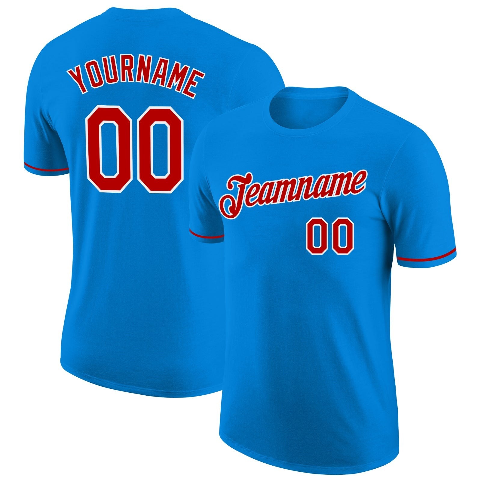 Custom Blue Red-White Performance T-Shirt photo 1