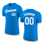 Custom Blue White-Light Blue Performance T-Shirt