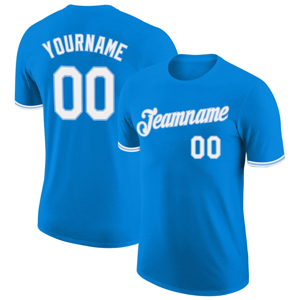 Custom Blue White-Light Blue Performance T-Shirt photo 1