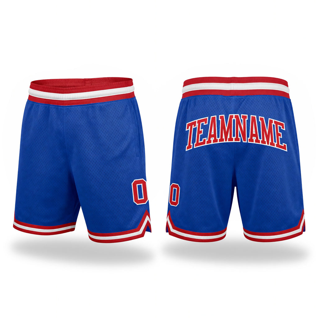 Custom Blue Red-White Authentic Throwback Basketball Shorts