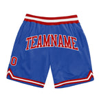Custom Blue Red-White Authentic Throwback Basketball Shorts photo 1