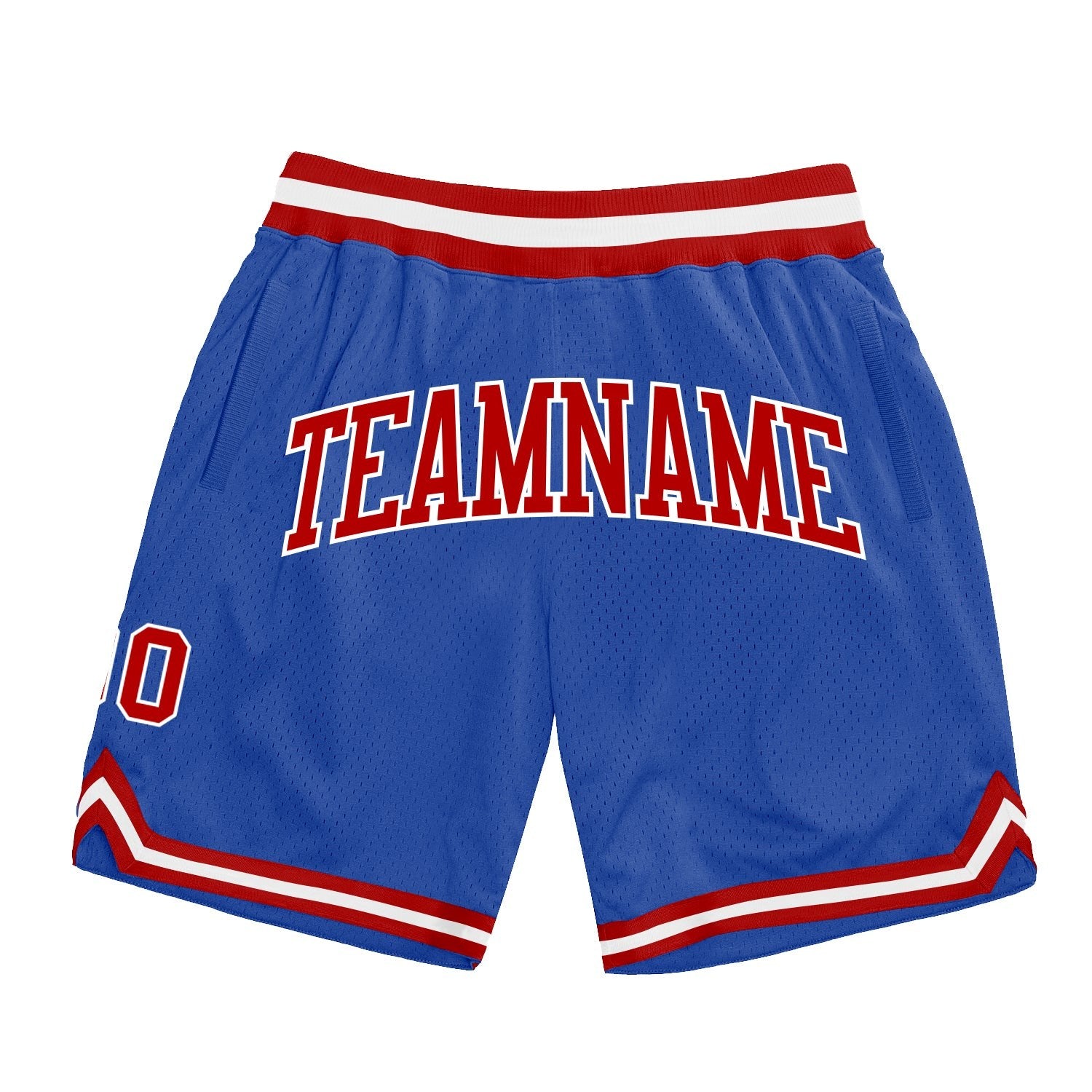 Custom Blue Red-White Authentic Throwback Basketball Shorts photo 1