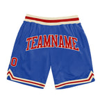 Custom Blue Red-Cream Authentic Throwback Basketball Shorts photo 1