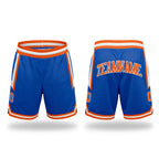 Custom Blue Orange-White Authentic Throwback Basketball Shorts