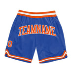 Custom Blue Orange-White Authentic Throwback Basketball Shorts photo 1