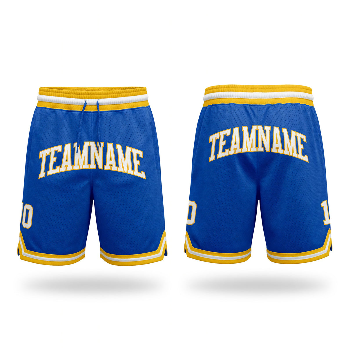 Custom Blue White-Gold Authentic Throwback Basketball Shorts