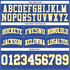 Custom Blue White-Gold Authentic Throwback Basketball Shorts photo 2