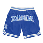 Custom Blue Light Blue-White Authentic Throwback Basketball Shorts photo 1