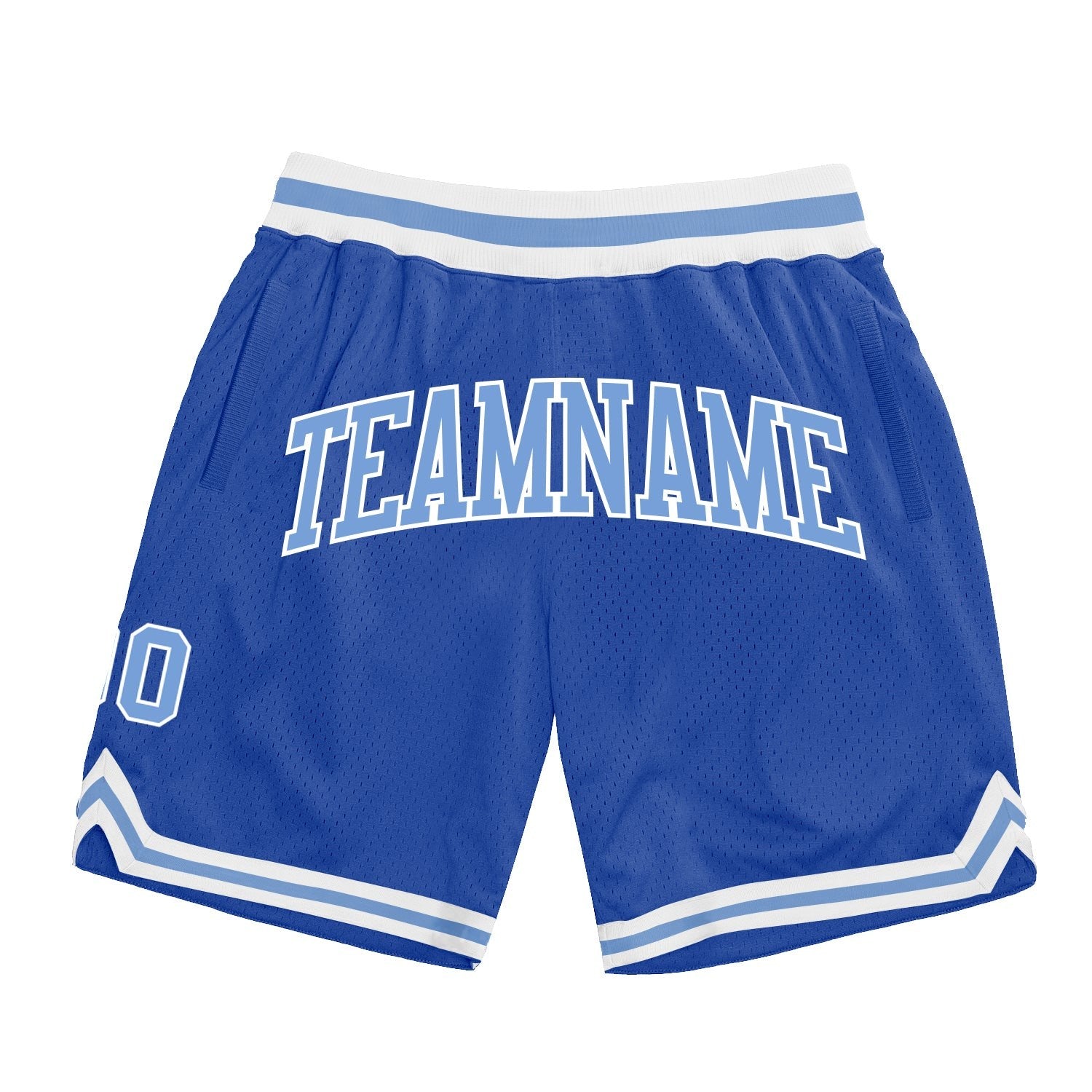 Custom Blue Light Blue-White Authentic Throwback Basketball Shorts photo 1
