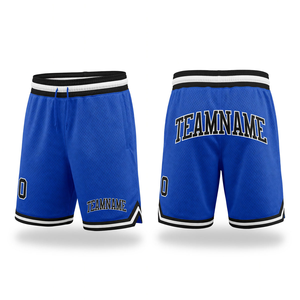 Custom Blue Black-White Authentic Throwback Basketball Shorts