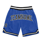 Custom Blue Black-White Authentic Throwback Basketball Shorts photo 1