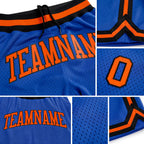 Custom Blue Orange-Black Authentic Throwback Basketball Shorts detail