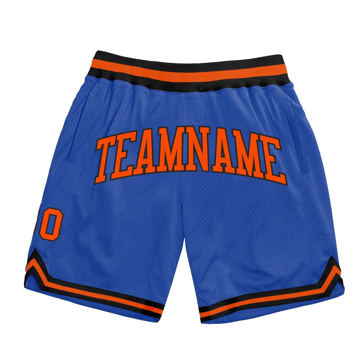 Custom Blue Orange-Black Authentic Throwback Basketball Shorts photo 1